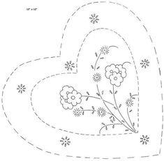 a drawing of a heart with flowers on it