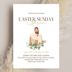 an easter service card with the image of jesus