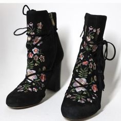 Sam Edelman Winnie Embroidered Suede Ankle Boots Size 7 1/2 Beautiful Embroidery, Always Got Compliments On Them. Winter Leather Boots With Embroidery, Embroidered Boots Lyst, Floral Embroidered Boots, Luxury Embroidered Black Boots, Embroidered Suede Ankle Boots, Sam Edelman Shoes, Suede Ankle Boots, Women's Boots, Beautiful Embroidery