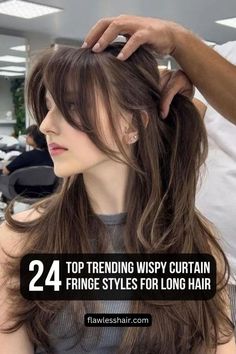 Are you looking for wispy curtain fringe inspo for your long hair? Find out how your hair color and type would look with wispy bangs. #hair #cuts Wispy Curtain Fringe, Fringe Styles, Styles For Long Hair, Bangs For Round Face, Hair Mistakes, Curtain Fringe, Fringe Hairstyles, Long Hair With Bangs, Haircuts For Long Hair