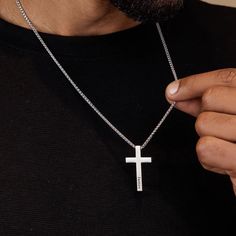 Introducing our exquisite personalized stainless steel cross necklace for men, a timeless and meaningful piece that adds a touch of faith to any outfit. This stunning necklace is available in both silver and gold finishes, allowing you to choose the one that perfectly suits your style. Made with high-quality stainless steel, this necklace is durable and long-lasting, making it a perfect gift for yourself or a loved one. Add a custom touch by personalizing it with a name, date, or special message Silver Cross Necklace For Father's Day Gift, Minimalist Stainless Steel Cross Necklace As A Gift, Minimalist Stainless Steel Cross Necklace For Gift, Minimalist Personalized Cross Pendant Necklace, Silver Cross Pendant Necklace For Personalized Gift, Personalized White Cross Necklace, Modern Stainless Steel Cross Necklace For Gift, Engraved Cross Pendant Necklace For Father's Day, Personalized Cross Pendant Jewelry For Memorial