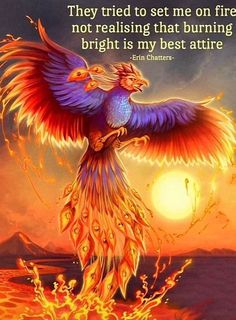 a painting of a colorful bird with its wings spread out in front of the sun