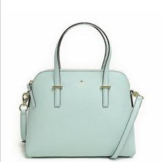 Brand New Kate Spade Cedar Street Maize Handbag In The Color Grace Blue. It Has Gold Accents And Zippers, Comes With The Original Tag, Care Card And Dust Bag As Well As The Brand New Crossbody Strap. Beautiful Mint Colored Saffiano Leather! Luxury Light Blue Office Bag, Light Blue Formal Shoulder Bag, Chic Light Blue Formal Bag, Elegant Light Blue Top Handle Satchel, Light Blue Formal Bag With Detachable Handle, Elegant Light Blue Top Handle Bag, Light Blue Formal Crossbody Bag, Formal Light Blue Crossbody Bag, Elegant Light Blue Crossbody Satchel