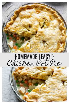 homemade easy chicken pot pie recipe with text overlay