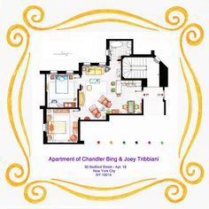 the apartment floor plan for children's bedroom and baby's room in yellow