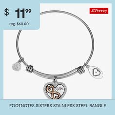 Bangle Bracelets in Stainless Steel with Charms that are Plated Over BrassBead Type: CrystalFeatures: In A Gift Box, Family Jewelry, InspirationalCircumference: 8 InchShape: HeartStone Cut: RoundMetal Color: Silver ToneCare: Wipe CleanBracelet Type: Bangle BraceletsMetal: Stainless SteelCountry of Origin: Imported Metal Name Bracelet For Mother's Day And Friendship, Metal Bracelets For Mother's Day, Metal Bracelets For Best Friend Gift On Mother's Day, Metal Bracelets For Best Friend And Mother's Day, Stainless Steel Bangle Charm Bracelet For Gift, Nickel-free Inspirational Bracelets, Nickel-free Silver Bangle Charm Bracelet, Nickel-free Metal Bangle Charm Bracelet, Spiritual Nickel-free Bangle Charm Bracelet