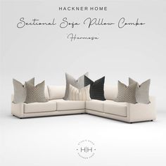 the sectional sofa with pillows is featured in this ad