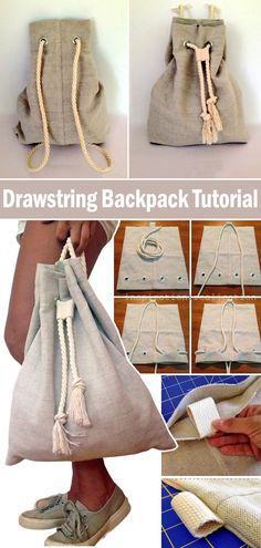 Slouchy Backpack Tutorial Diy Rucksack Backpack, How To Make Backpacks Diy, Diy Drawstring Backpack, Backpack Supplies, Backpacks Pattern, Diy Beach Bag, Backpack Diy, Recycled Denim Bags