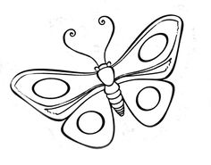 a black and white drawing of a butterfly with spots on it's wings,