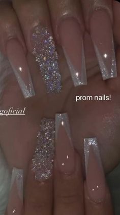 Sparkly Acrylic Nails, Winter Nails Acrylic, Nails Design With Rhinestones