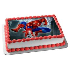 a spiderman cake on a white background