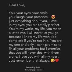 an image of someone's love for her with the text dear love, you your eyes