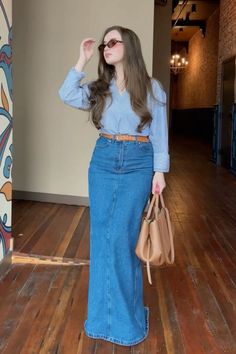 Long Skirts, Denim Skirts, Long Skirt, Modest Fashion, Denim Skirt, Quick Saves, Dresses