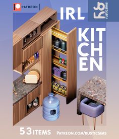 an advertisement for a kitchen with various items in it