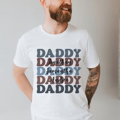 Daddy Father's Day Custom Kids Names Retro.
Our Father's Day T-shirts and Hoodies will bring lots of positivity to your days. Choose the color that best suits you and purchase one to wear yourself or give to a loved one for their Birthday, as a Christmas gift of just because to say how much you care! Best Suits, Custom Kids, Kids Names, Father's Day T Shirts, Retro T Shirt, Retro Tshirt, Cool Suits, Just Because, Kid Names