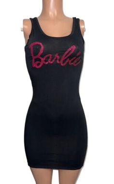 Y2K Barbiecore Black Pink Glitter Barbie Mini Dress Glam 80’s Party Costume Sz S | eBay Black Disco Dress For Club, Black Y2k Party Mini Dress, Black Y2k Mini Dress For Party, Black Disco Mini Dress For Club, Y2k Style Stretch Bodycon Party Dress, Black Disco Mini Dress For Party Season, Summer Black Disco Mini Dress, Fitted Rave Party Dresses, Pink Accents