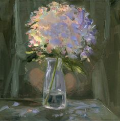 a painting of flowers in a vase on a table