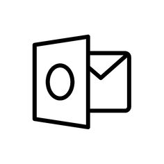 an email envelope with the letter o on it's front and bottom corner is outlined in black