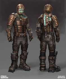 the concept art for an upcoming sci - fi film shows two men in armor, one with