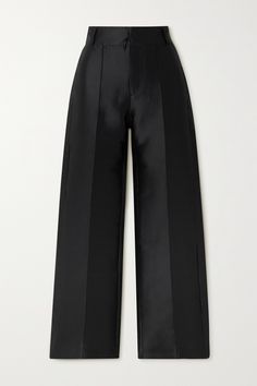 DESTREE's collections are influenced by co-founder Géraldine Guyot's love of contemporary art. Designed to sit high on the waist, these 'Yoshitomo' pants are made from black faille with stitched pleats through the front and structured, wide legs. The chicest way to wear them is with the matching 'Amoako' jacket. Designer Black Evening Bottoms, Suit Pant, Pleated Trousers, Modern Wardrobe, Pleated Pants, Wide Legs, Fit Inspo, Clothes Collection, Everyday Wardrobe