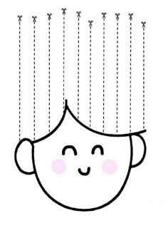 a drawing of a child's head with lines hanging from it