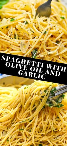 spaghetti with garlic and parmesan cheese in a bowl