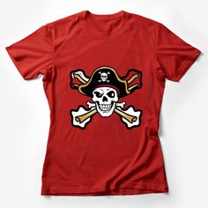 Pirate Skull Crossbones T-Shirt, Graphic Tee for Pirate Fans, Unisex Pirate Party Shirt, Casual Skull Print Top, Beach Vacation Apparel Female T-Shirt Custom graphic T-Shirt.Customize your color Red Themed Crew Neck T-shirt, Casual Red Skull Print Tops, Fan Merchandise Tops With Skull Screen Print, Red Skull Print Graphic Tee, Red Skull Print Short Sleeve T-shirt, Themed Crew Neck Top With Screen Print, Red Skull Print Short Sleeve Top, Red Short Sleeve Top With Skull Print, Halloween Red T-shirt With Skull Print