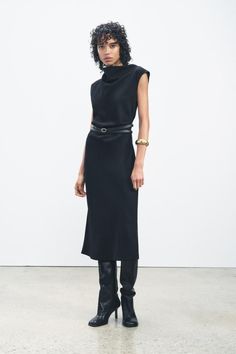 ZW COLLECTION BELTED MIDI DRESS - Black | ZARA United States Cardigan Sweater Vest, Belted Midi Dress, Dress With Belt, Zara Woman, Knitwear Cardigan, Adjustable Belt, Midi Dress Sleeveless, Trouser Jeans, Hoodie Top