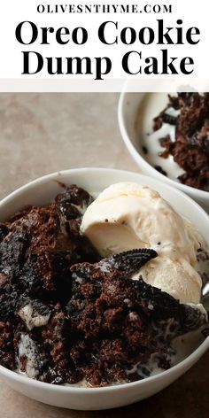 two bowls filled with oreo cookie dump cake