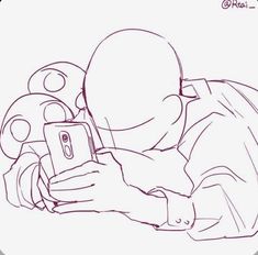 a drawing of a person holding a cell phone and taking a selfie with their hand