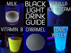 four different types of drinks are shown with the names and description in each one's pictures