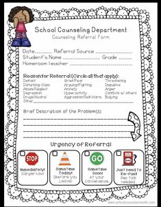 the school counseling form is shown with information about students and their teacher's needs