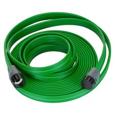 a green extension cord with two gray connectors