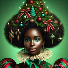 Bring a bold and festive touch to your holiday decor with this stunning Afrocentric Christmas Queen artwork. Featuring a beautiful African American woman adorned with Christmas tree-inspired afro hair, glowing ornaments, and elegant holiday attire, this digital art print makes the perfect statement piece for your living room, office, or gallery wall. Ideal for anyone who appreciates diverse and empowering art with a holiday twist. Key Features: Instant Digital Download High-Resolution File (300 Queen Artwork, Christmas Digital Art, African American Holidays, African American Christmas, African Christmas, Christmas Portrait, Afro Queen, American Christmas, Christmas Portraits