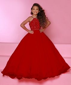 Sugar-Kayne-c143-Red-girls-pageant-ballgown-high-neckline-embellished-lace-organza-kids-gown Hot Pink Prom Dresses, Pageant Dresses For Teens, Pageant Life, Red Ball Gown, Royal Yellow, Pageant Gown, Dress Colors, Girls Pageant Dresses, Unique Prom Dresses