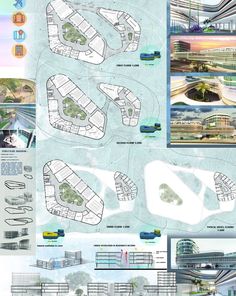 an architectural drawing shows the various sections of a building that are connected to each other