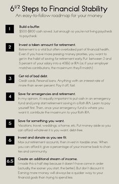 an info sheet with the steps to financial stability