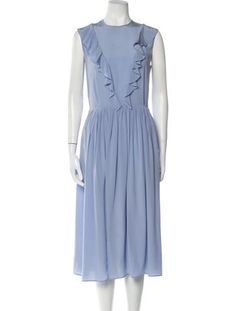 Miu Miu Silk A-Line DressFrom the 2016 Collection by Miuccia PradaBlueSleeveless with Crew NeckConcealed Zip Closure at SideDesigner Fit: Dresses by Miu Miu typically fit true to size. Chic Summer Miu Miu Dresses, Elegant Miu Miu Summer Dress, Miu Miu Blue Dress, Miu Miu Embroidered Dress, Sleeveless Miu Miu Spring Dresses, Midi Length Dress, Midi Length, Miu Miu, Dress Length