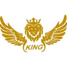 a lion with wings and the word king on it's chest is shown in gold