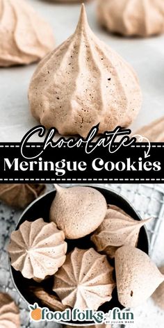 some cookies are in a bowl and on top of the cookie sheet with text overlay