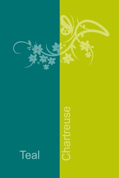 an image of two different colors with the words teal and green on it's side