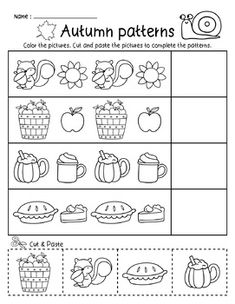 an autumn pattern worksheet for kids