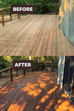 the before and after photos of a deck