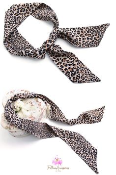 Leopard prints never fail to charm! Short Hair Scarf, Scarf Hairstyles Short, Choker Scarf, Headband Ponytail, Leopard Accessories, Ponytail Scarf, Beige Hair