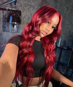 Red Hair Photoshoot Ideas, Quick Natural Hair Styles, Bright Red Hair, Hot Hair Styles, Hair Makeover, Hair Crush, Frontal Wig, Baddie Hairstyles