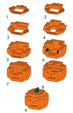 the instructions for how to make a pumpkin from legos and other things that are made out of bricks