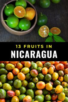 citrus fruits in nicaragua with the title overlay above it that reads 13 fruits in nicaragua