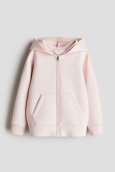 Hooded jacket in scuba fabric. Zipper at front  dropped shoulders  front pockets  and cuffed sleeves. Light Pink Jacket, Pilates Clothes, Define Jacket, Scuba Fabric, Inspo Outfit, Freshman Year, Birthday Wishlist, Fashion Board, Pink Kids