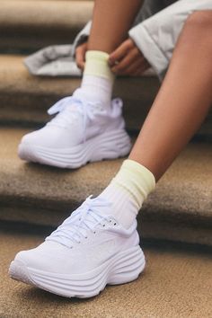 HOKA® Bondi 8 Sneakers White Hoka Shoes, White Hoka Outfit, Running Shoes Hoka, Best Workout Shoes For Women, Hoka Bondi 8 Women Outfit, Hoka Bondi Outfit, Hoka Sneakers Outfit, White Hokas Outfit, Hokas Aesthetic