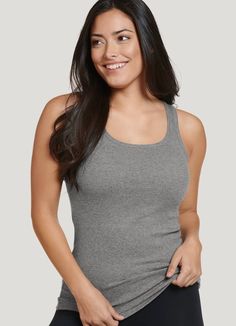 Sleeping, lounging, or working out just feels better in the Jockey® 100% Cotton Rib Tank. Breathable 100% cotton wicks moisture and feels soft against skin, helping you stay comfortable whether you're on the move or relaxing. | Jockey® 100% Cotton Rib Tank Top in Medium Grey Heather, Size Small Stretch Cotton Activewear For Relaxation, Comfortable Fitted Activewear For Everyday, Comfortable Fitted Everyday Activewear, Comfortable Seamless Activewear, Super Soft Cotton Tops For Everyday, Soft Cotton Tops For Everyday, Soft Cotton Tops, Stretch Gray Cotton Tank Top, Fitted Moisture-wicking Tank Top For Loungewear